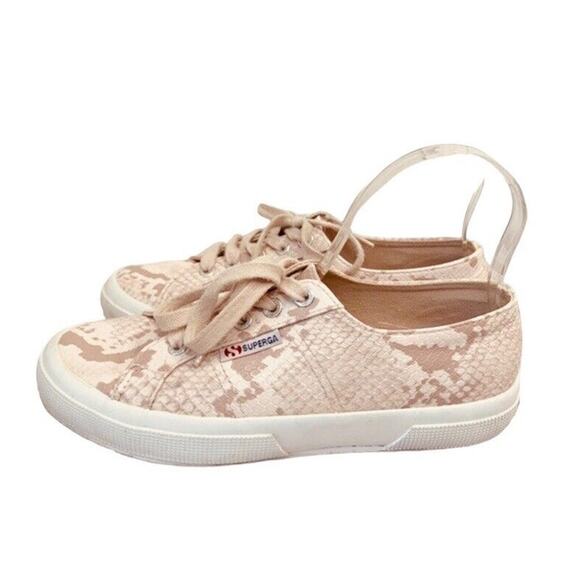 Superga Womens US 7.5 EU 38 Snake Print Sneakers Faux Leather Low Pink Lace Up - Picture 3 of 9